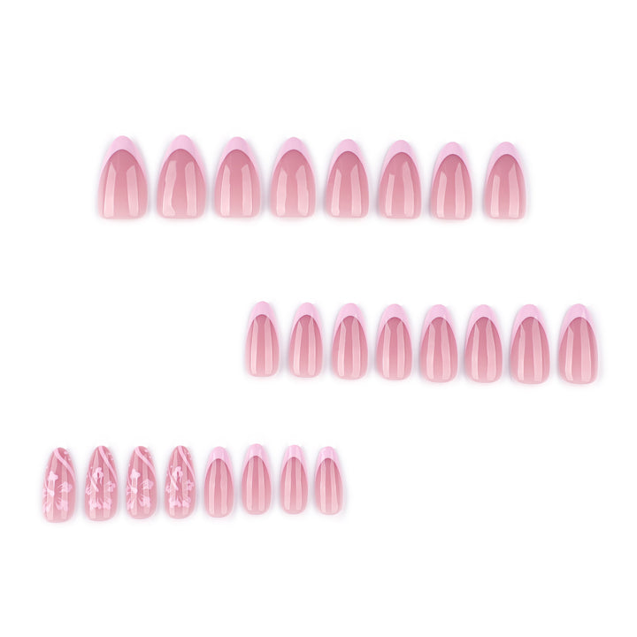 Elegant Artificial Nails with Flower Design Bowlift