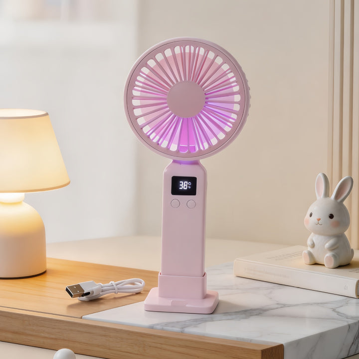 Women's Portable USB Fan with LED Display and Ergonomic Design Bowlift