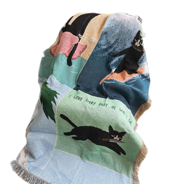 Artistic Cat-Themed Throw Blanket