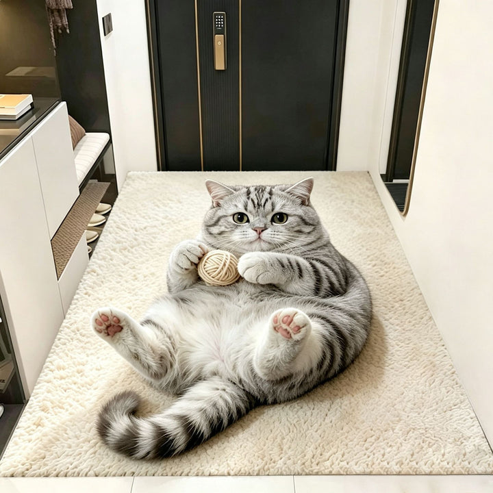Plush Cat-Themed Area Rug
