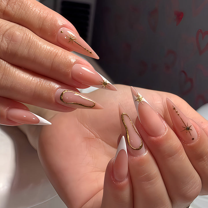 Acrylic nail set with glamorous rhinestones and decorative elements Bowlift