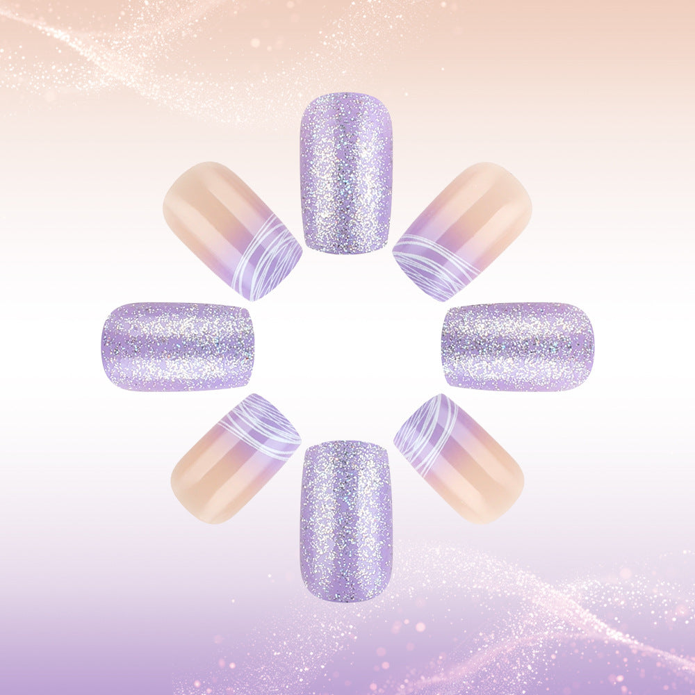 Elegant Press-On Nail Art Set with Glamorous Glitter Accents Bowlift