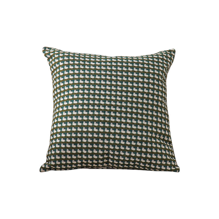 Square cushion cover with fine mini jacquard structure and textured houndstooth Bowlift