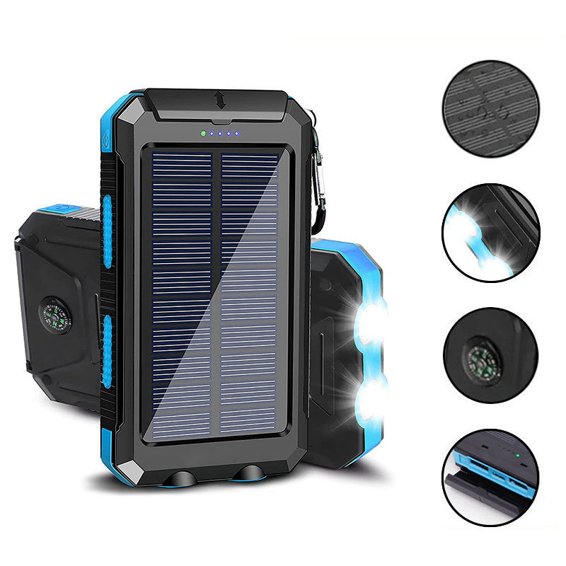 Solar-powered power bank with LED lighting and integrated compass Bowlift