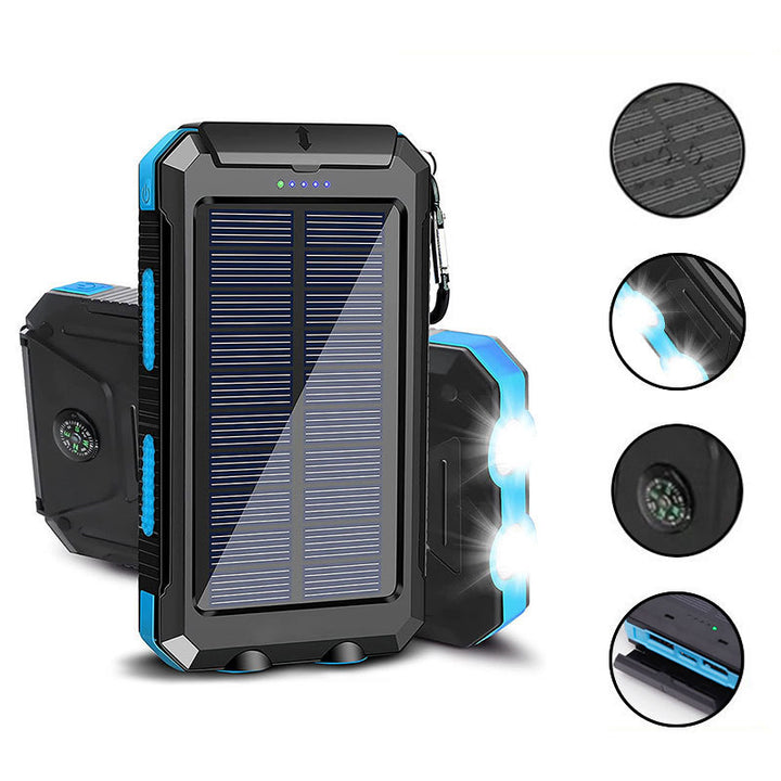 Solar-powered power bank with LED lighting and integrated compass Bowlift
