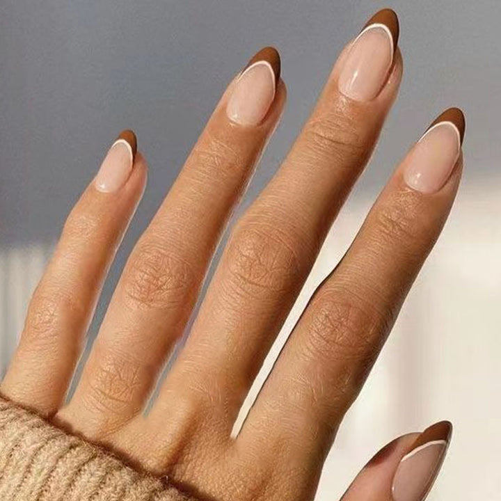 Artistic French Tip Press-On Nails Bowlift