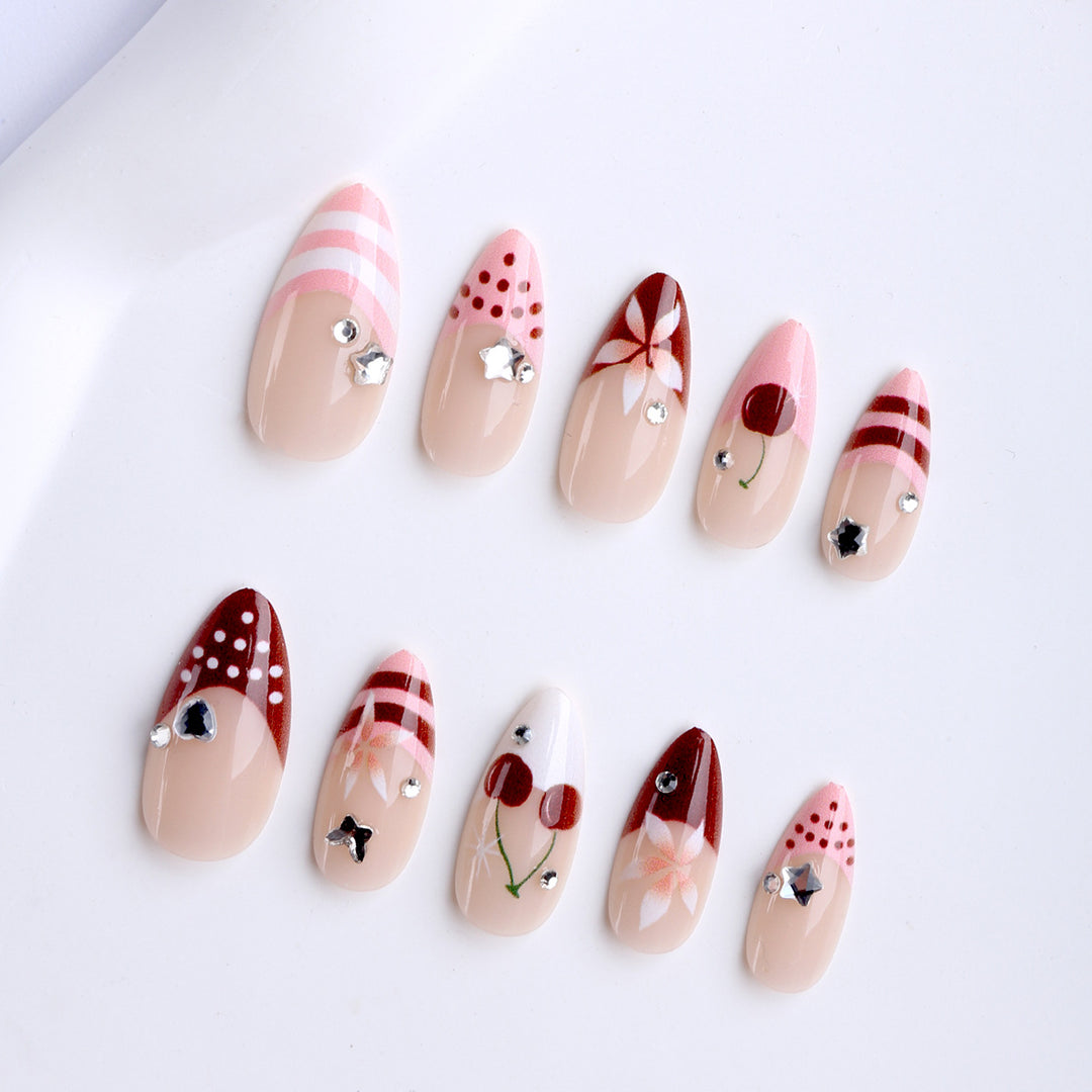 Artificial nails with creative fruit and flower designs Bowlift