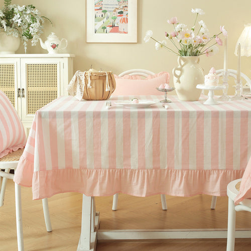 Ruffled Striped Tablecloth