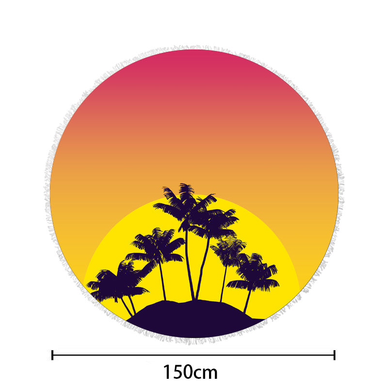 Round beach towel with vibrant tropical pattern Bowlift