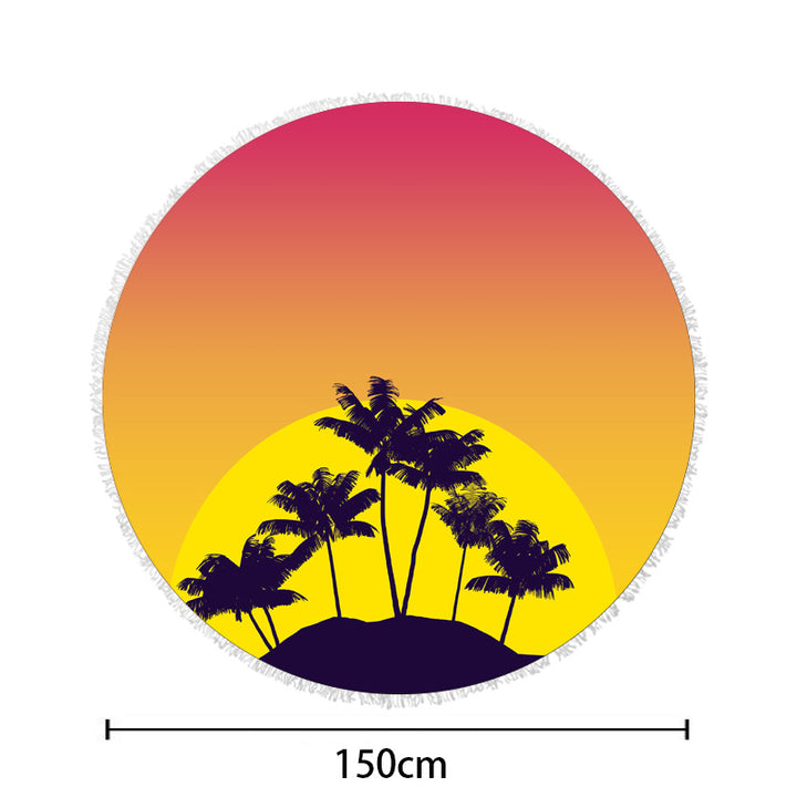 Round beach towel with vibrant tropical pattern Bowlift