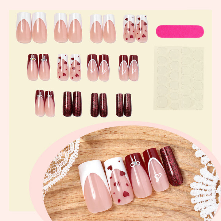 Creative Nail Art Set with Heart and Glitter Accents Bowlift