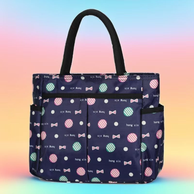 Multi-Pocket Candy Print Tote Bag Bowlift