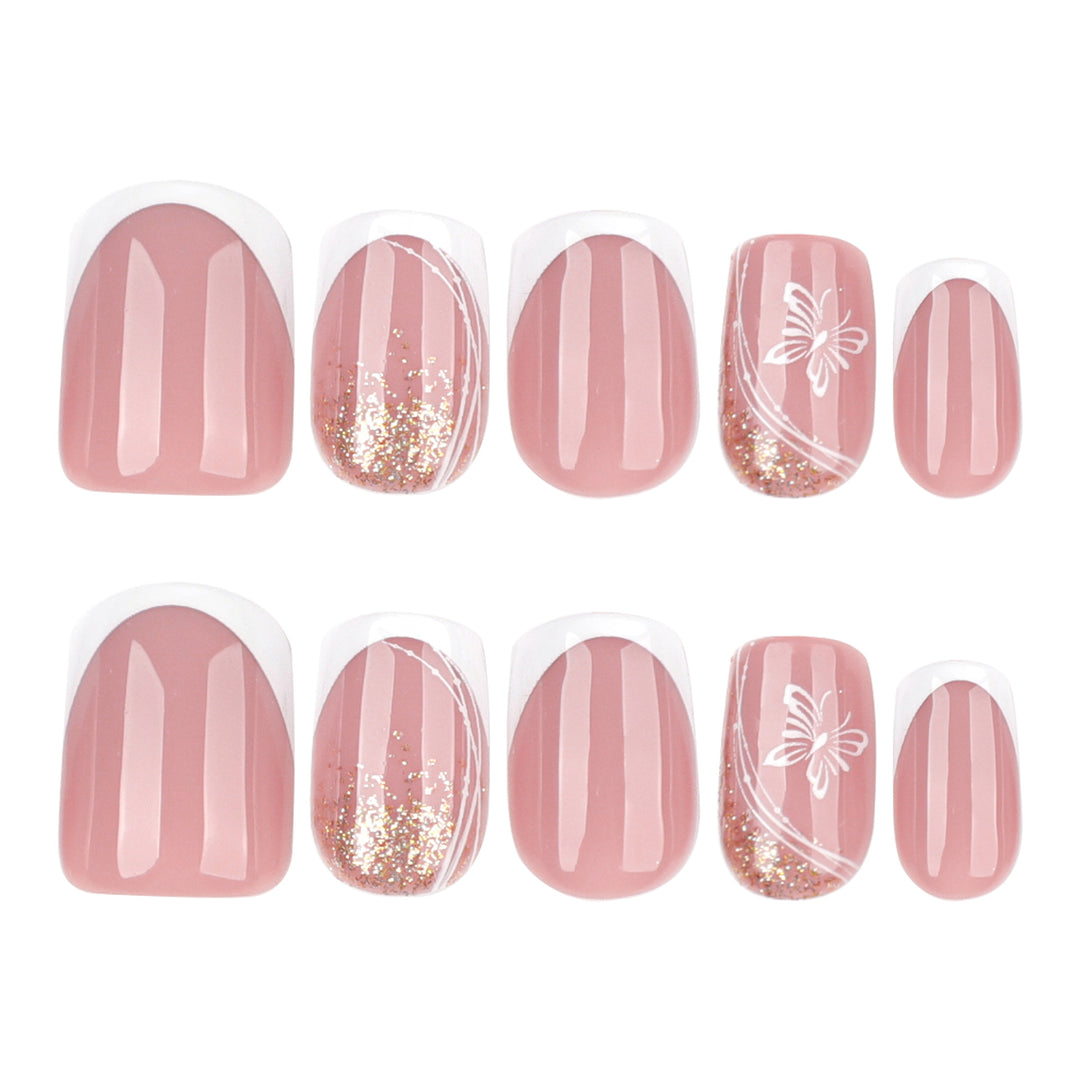 Elegant Nail Extensions with Glitter and Flower Patterns Bowlift