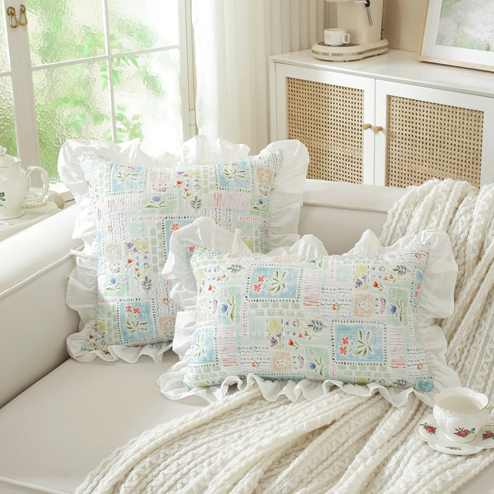 Decorative ruffled throw pillows