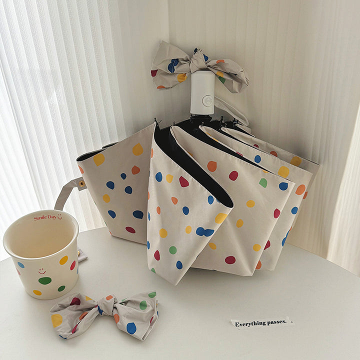 Women Multi-Purpose Foldable Shoulder Bag with Colorful Polka Dot Pattern Bowlift