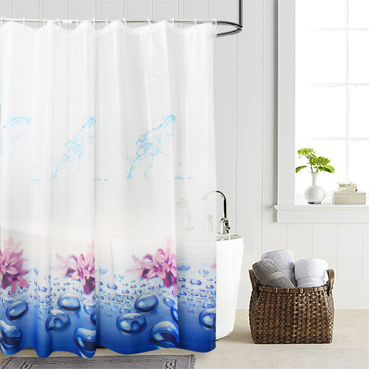 Floral Water-Resistant Shower Curtain Bowlift