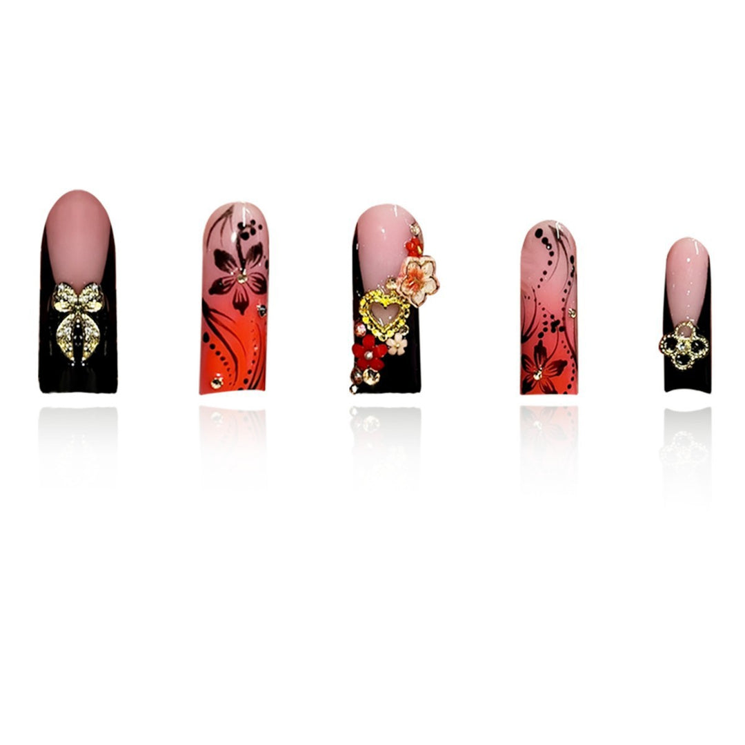 Decorative Floral Design Press-On Nails Bowlift