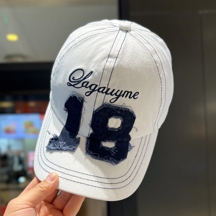 Men's Distressed Embroidered Baseball Cap Bowlift