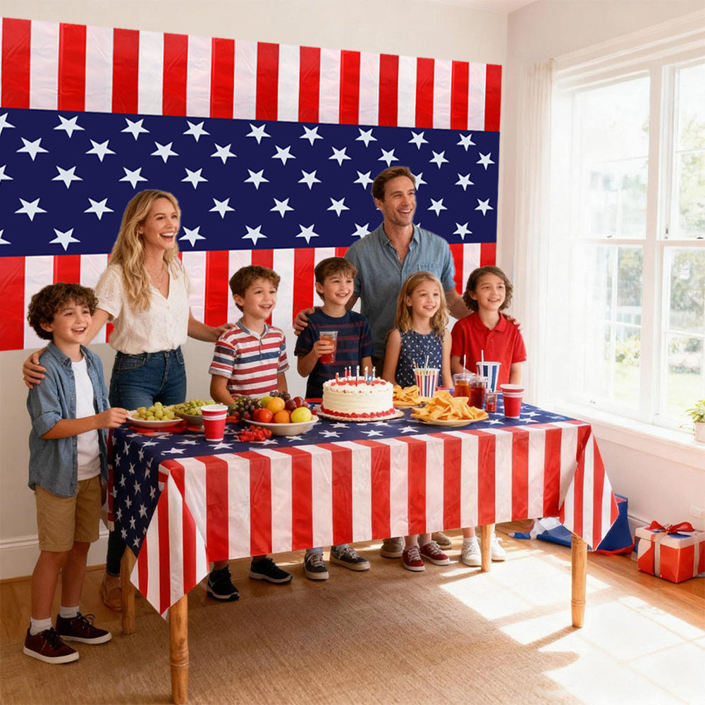 Unisex non-large waterproof party tablecloth with star stripe motif Bowlift