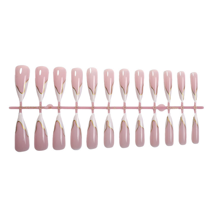 Artificial nail set with elegant gold edge Bowlift