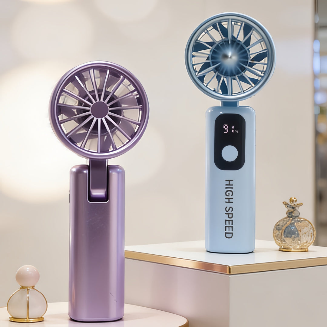 Ladies Portable Mini Fan with Digital Temperature Display Bowlift