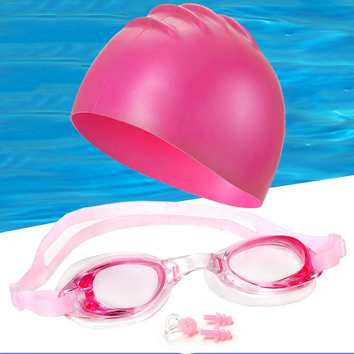 Swimming set with ergonomic swimming goggles and reliable swim cap Bowlift