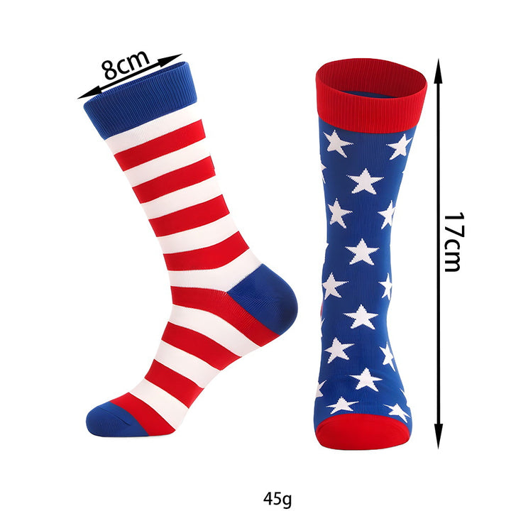 Women's over-the-knee flag pattern knitted socks with elastic cuff and reinforced foot area Bowlift