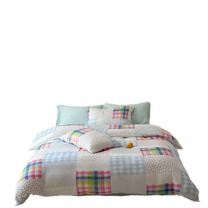 Patchwork Pastel Cotton Percale Duvet Cover and Pillowcase Set