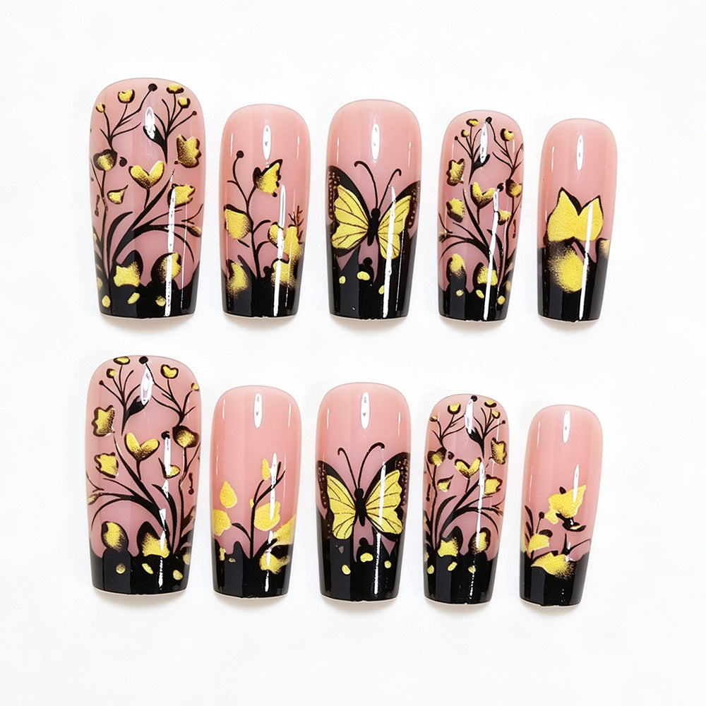 Butterfly Floral Nail Art Design Bowlift