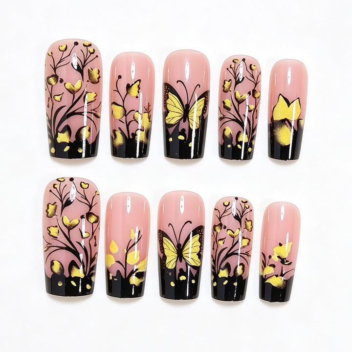 Butterfly Floral Nail Art Design Bowlift