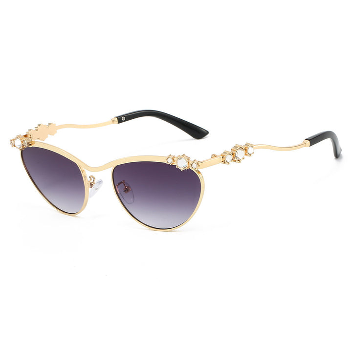 Women's Cat-Eye Sunglasses with Sparkling Stone Accents Bowlift