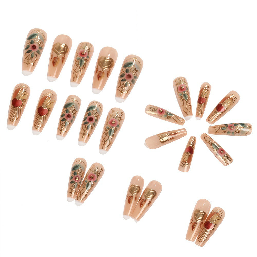 Creative artificial nails with floral and romantic design Bowlift