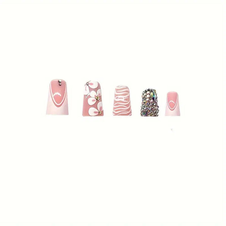 Glamorous 3D Floral Press-On Nail Art Bowlift