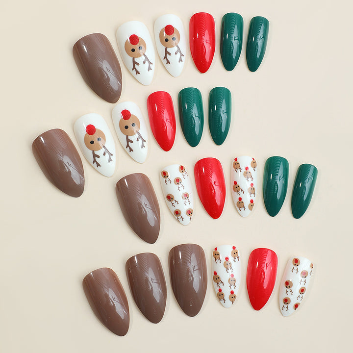 Acrylic nail set with festive Christmas motifs Bowlift 1789119049