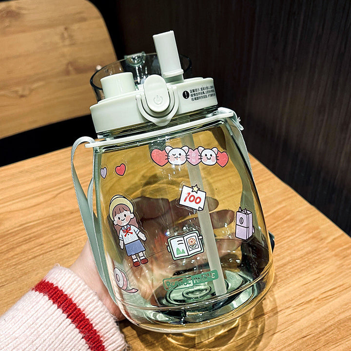 Women Glass Drinking Bottle with Secure Lid Bowlift