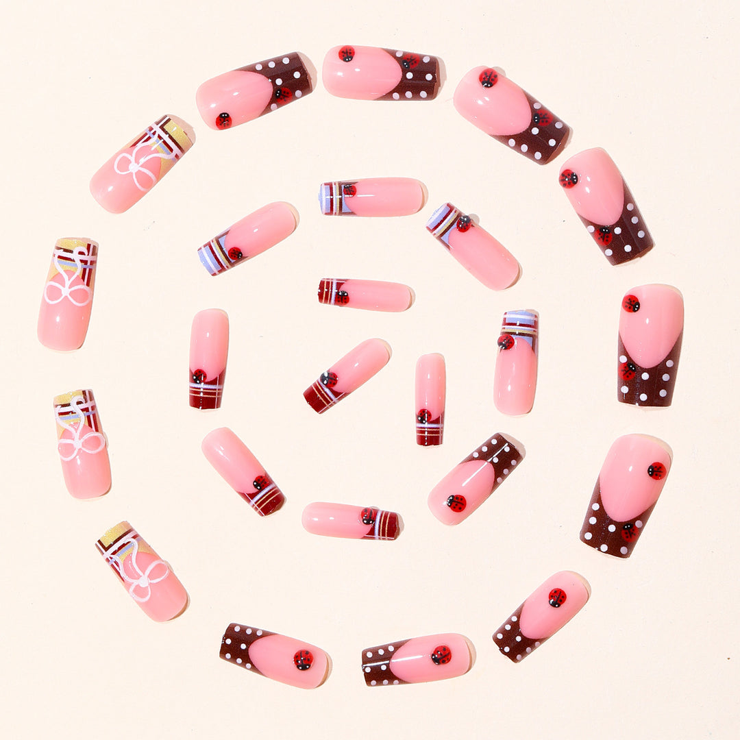 Decorative 3D Ladybug Nail Art Extensions Bowlift