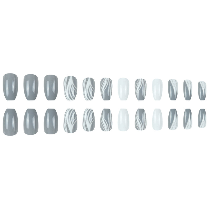 Glossy Stiletto Press-On Nail Set with Glittered Design Bowlift
