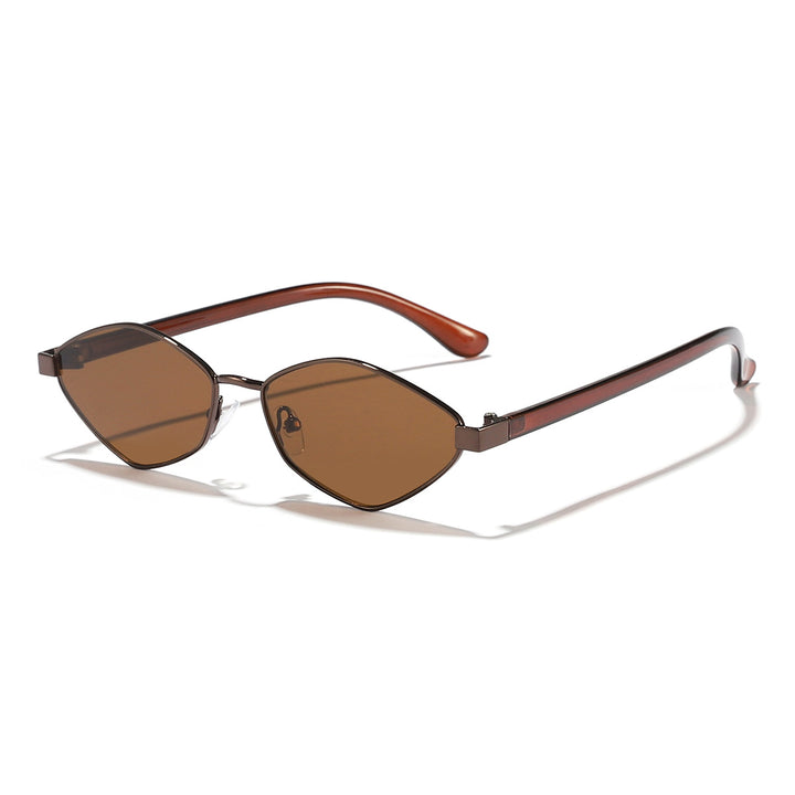 Women's Cat Eye Sunglasses with Brown Lenses and Elegant Metal Frame Bowlift