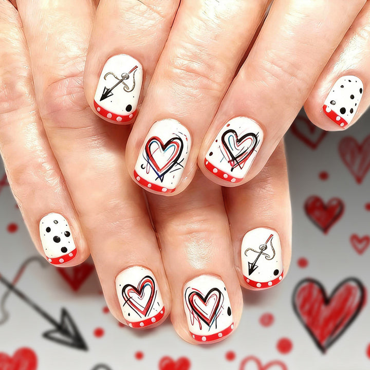 Artistic Heart-Themed Nail Art Bowlift