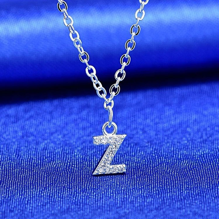 Dainty Pavé Cubic Zirconia Initial A Pendant Necklace Silver-Tone Chain Bowlift