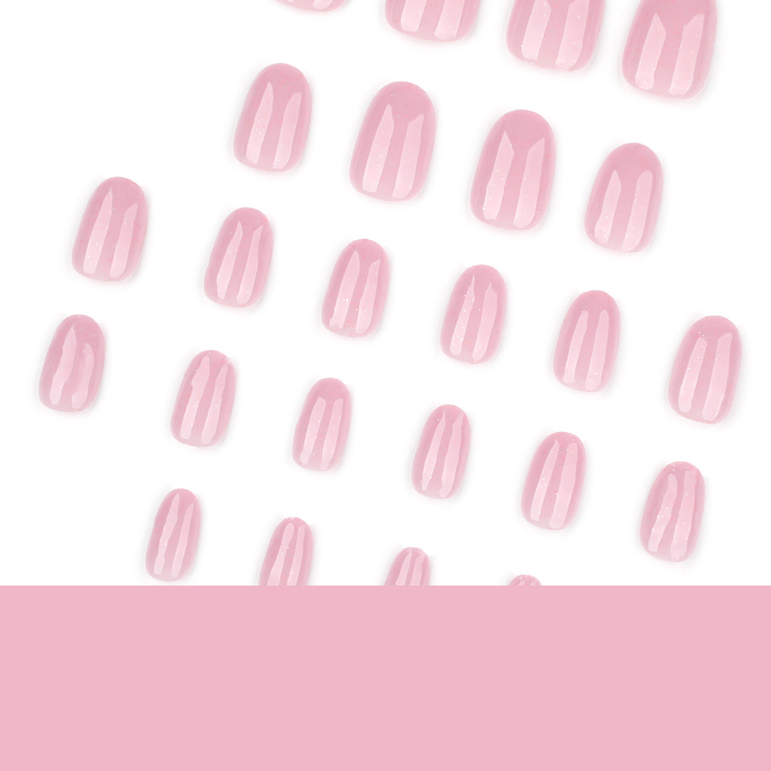Artificial nail extensions with glitter accents Bowlift