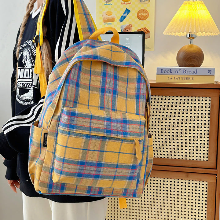 Plaid Patterned Casual Backpack Bowlift