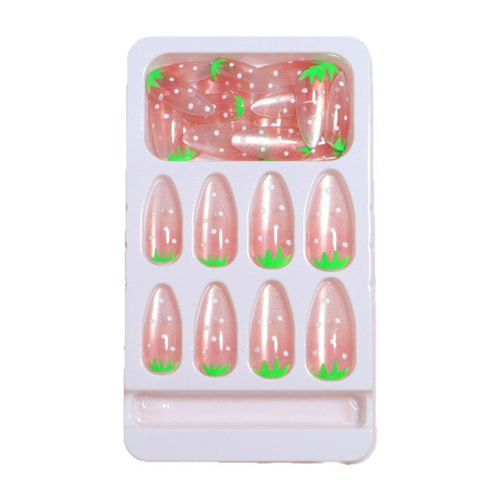 Strawberry-Inspired Artistic Press-On Nail Set Bowlift