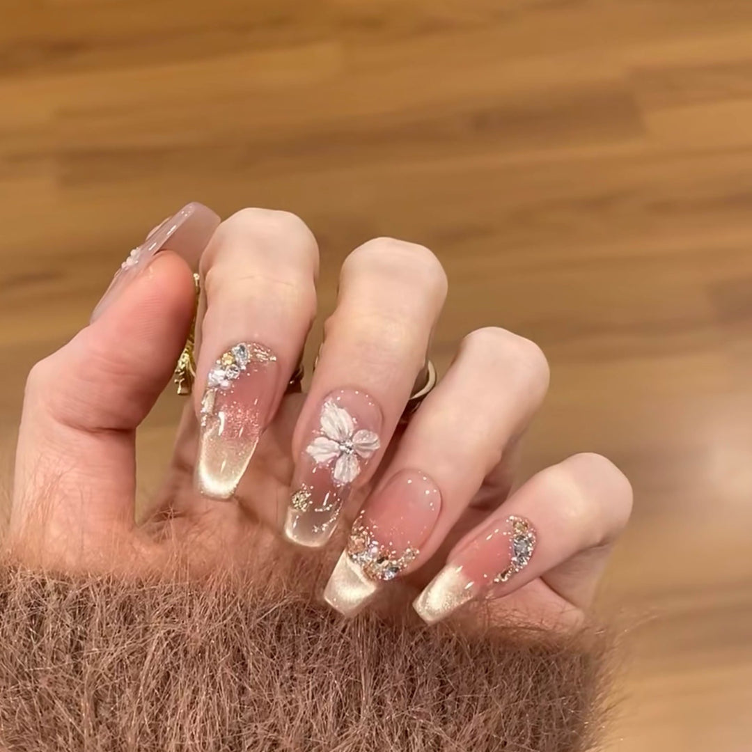 Floral Design Press-On Nail Set Bowlift