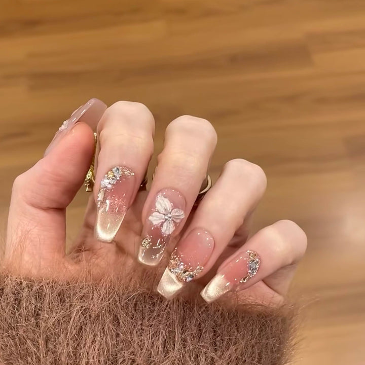 Floral Design Press-On Nail Set Bowlift