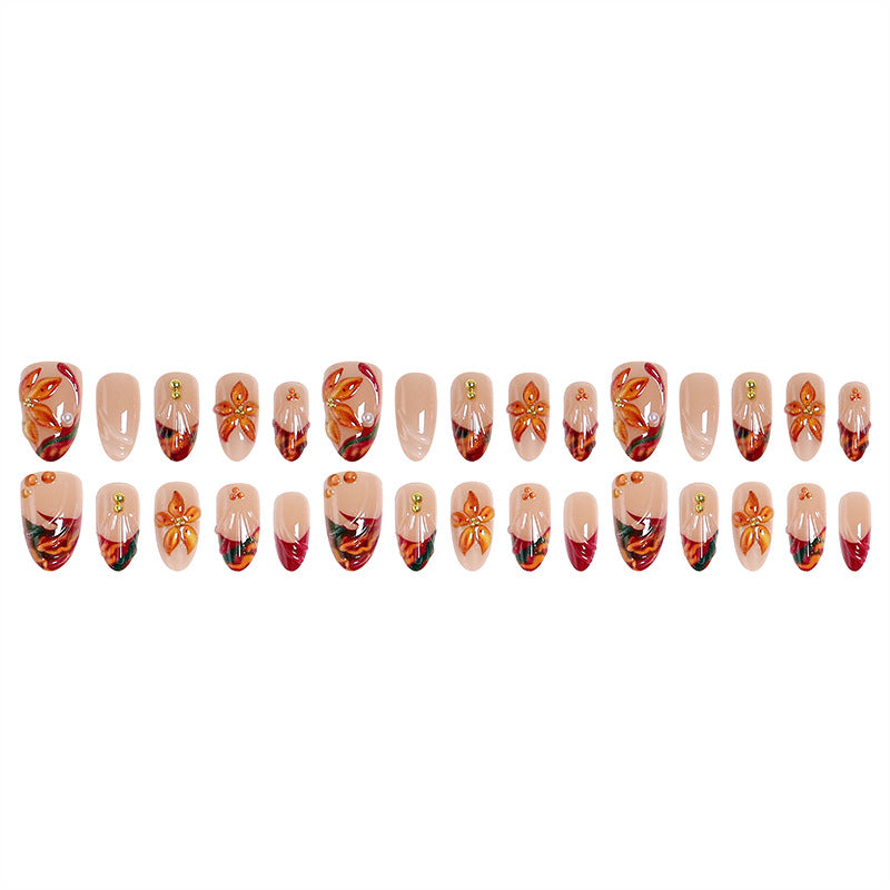 Artistic Nail Tips with Floral Details Bowlift