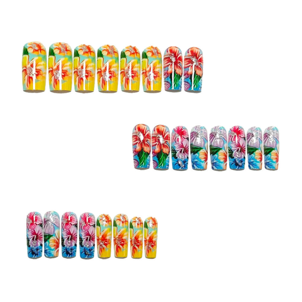Acrylic Nail Set with Floral Designs Bowlift