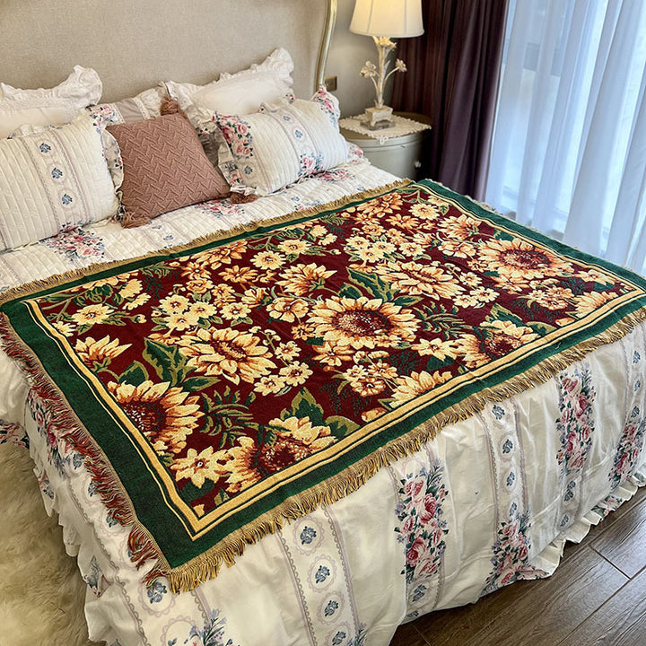Floral Patterned Woven Throw Blanket