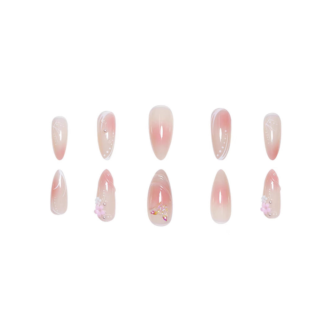 Decorative Floral Stiletto Nail Enhancements Bowlift