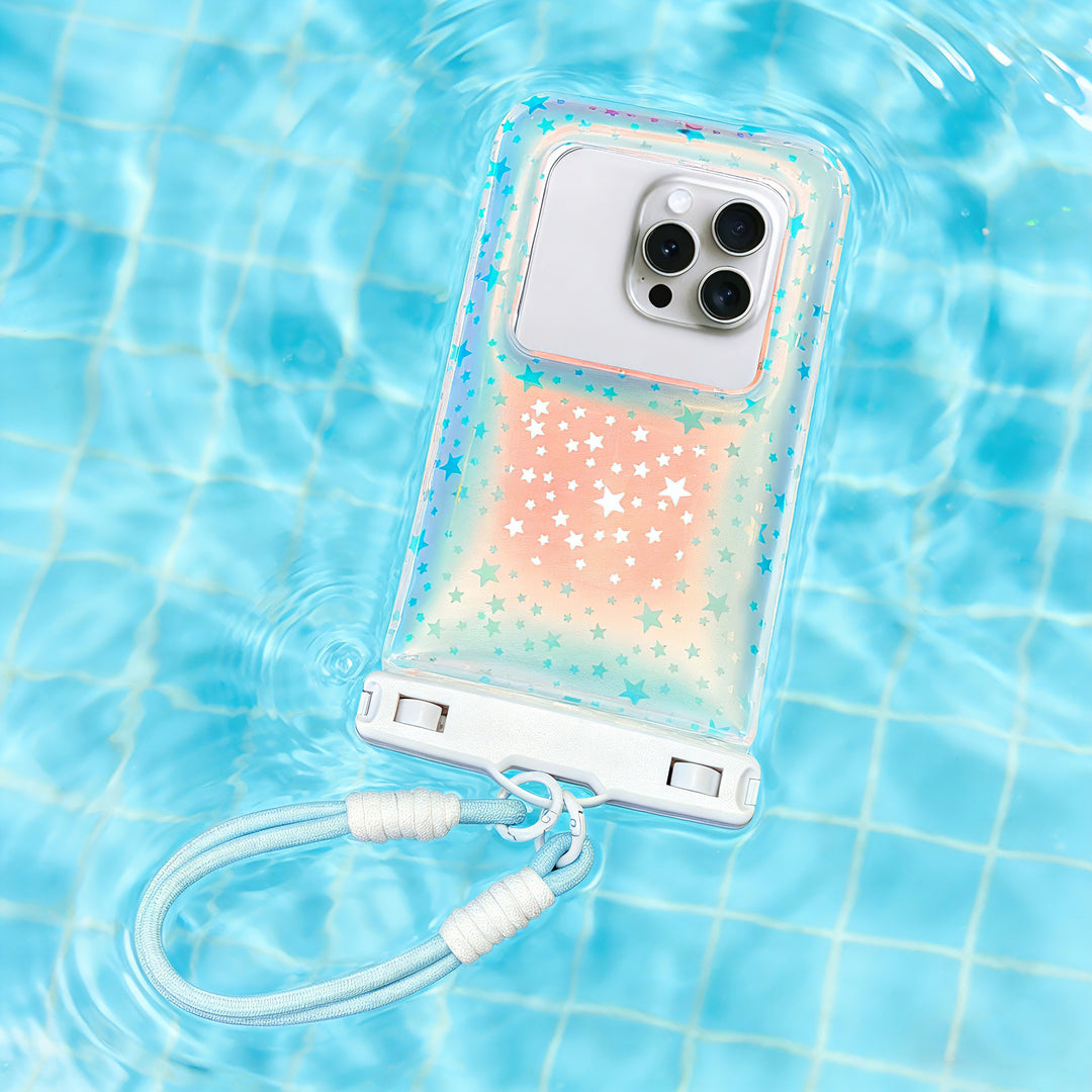 Waterproof smartphone case with stylish star design and adjustable shoulder strap Bowlift
